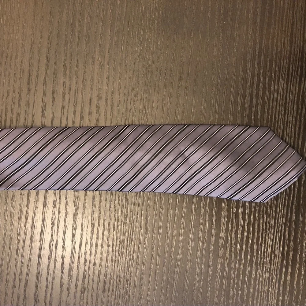 J.Ferrar Black & Grey Silk Striped Tie